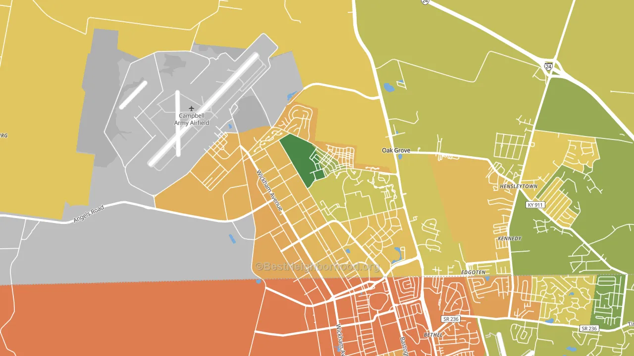 Fort Campbell North, KY block-group voter-turnout map