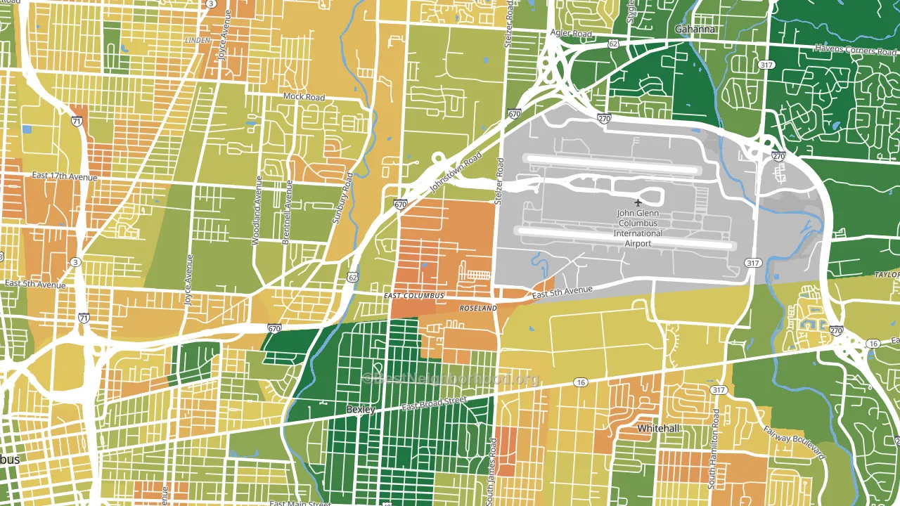 Fort Columbus Airport, Columbus, OH block-group voter-turnout map