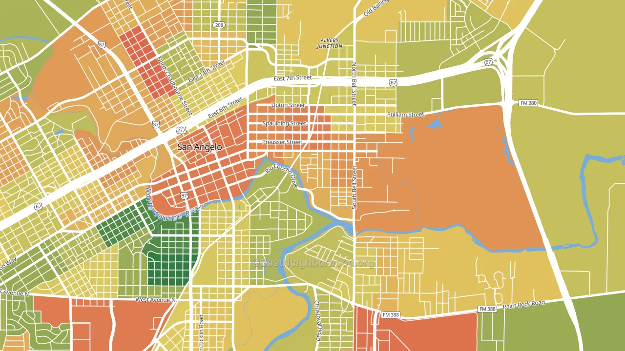 Fort Concho, San Angelo, TX block-group voter-turnout map