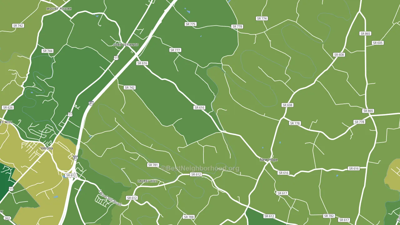 Fort Defiance, VA block-group voter-turnout map