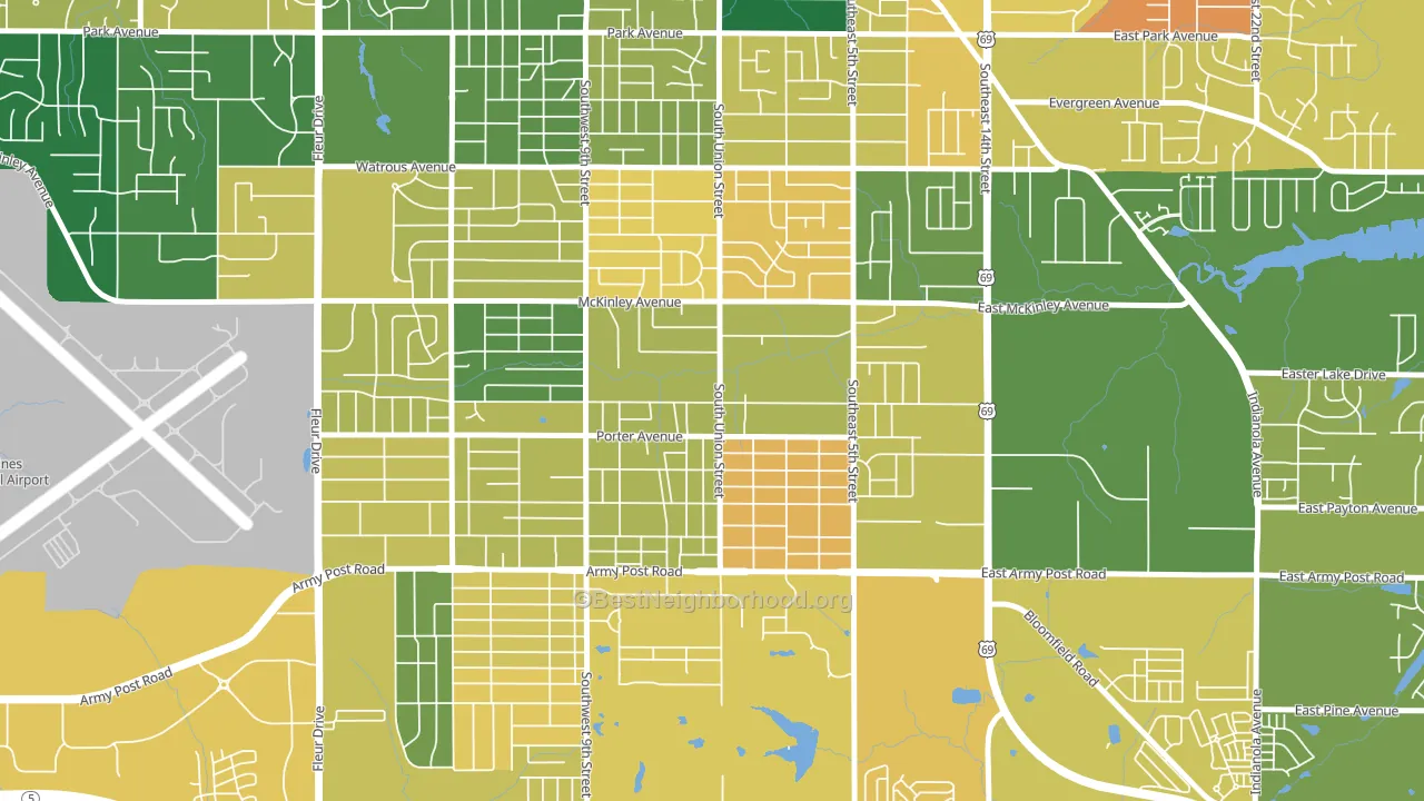 Fort des Moines, Des Moines, IA block-group voter-turnout map