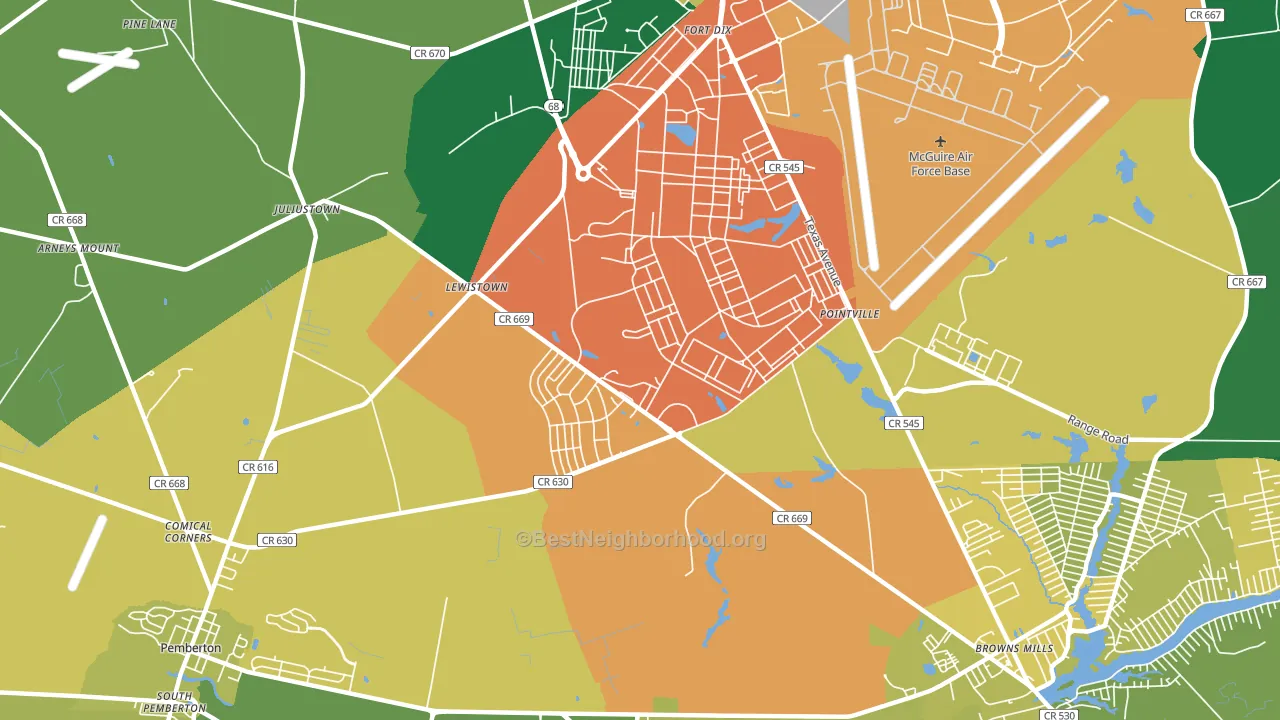 Fort Dix, NJ block-group voter-turnout map