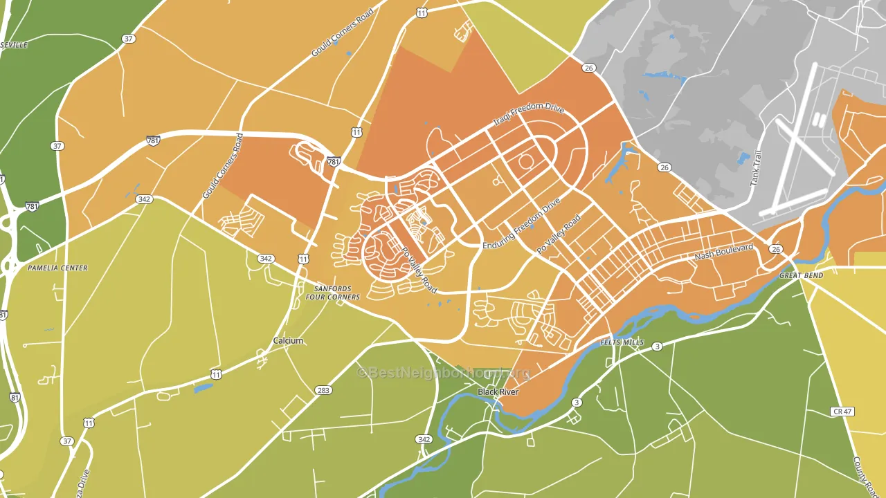 Fort Drum, NY block-group voter-turnout map
