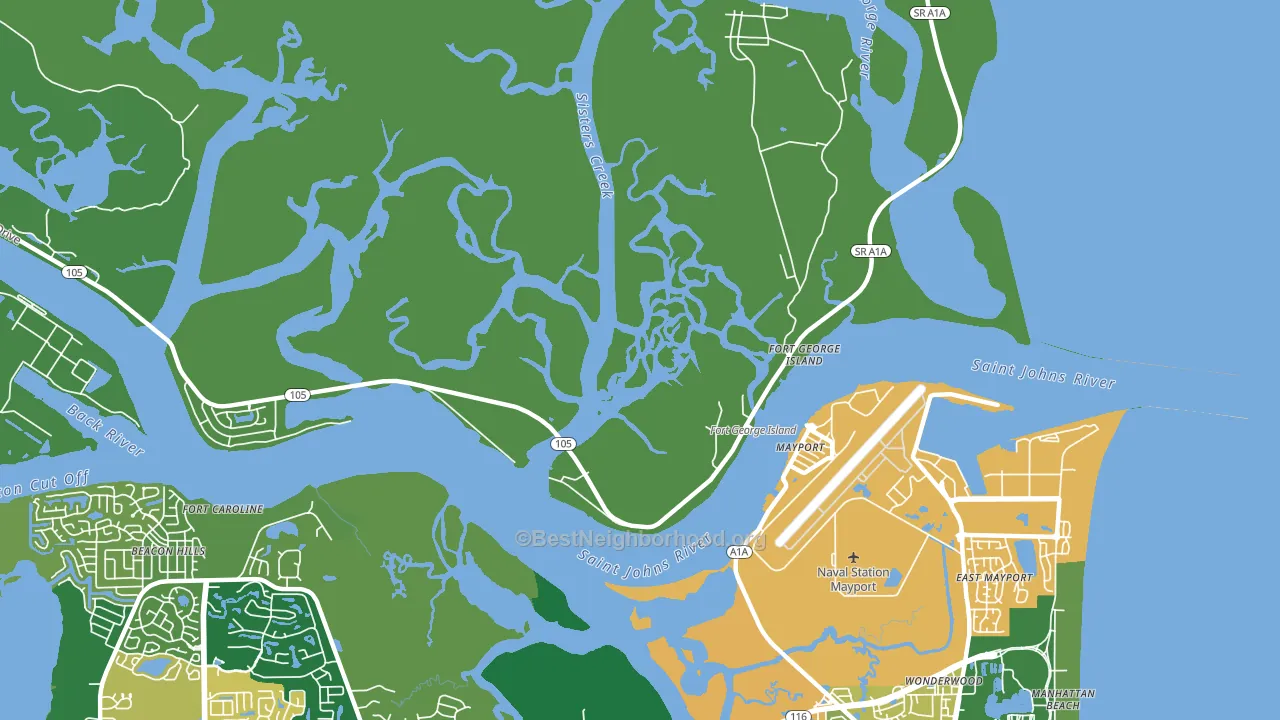 Fort George Island, FL block-group voter-turnout map