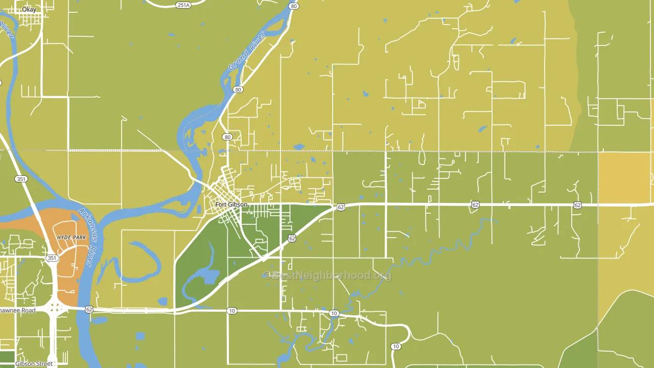 Fort Gibson, OK block-group voter-turnout map