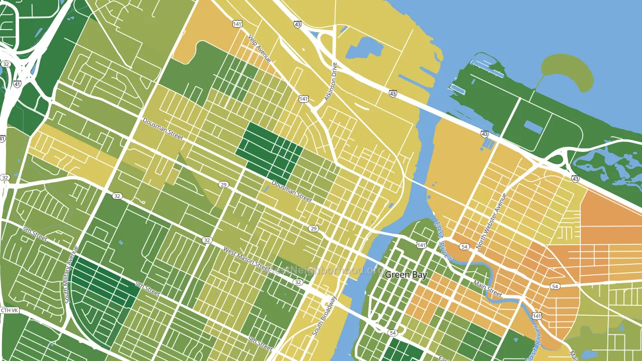Fort Howard, Green Bay, WI block-group voter-turnout map