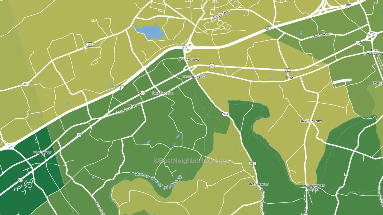 Fort Indiantown Gap, PA block-group voter-turnout map