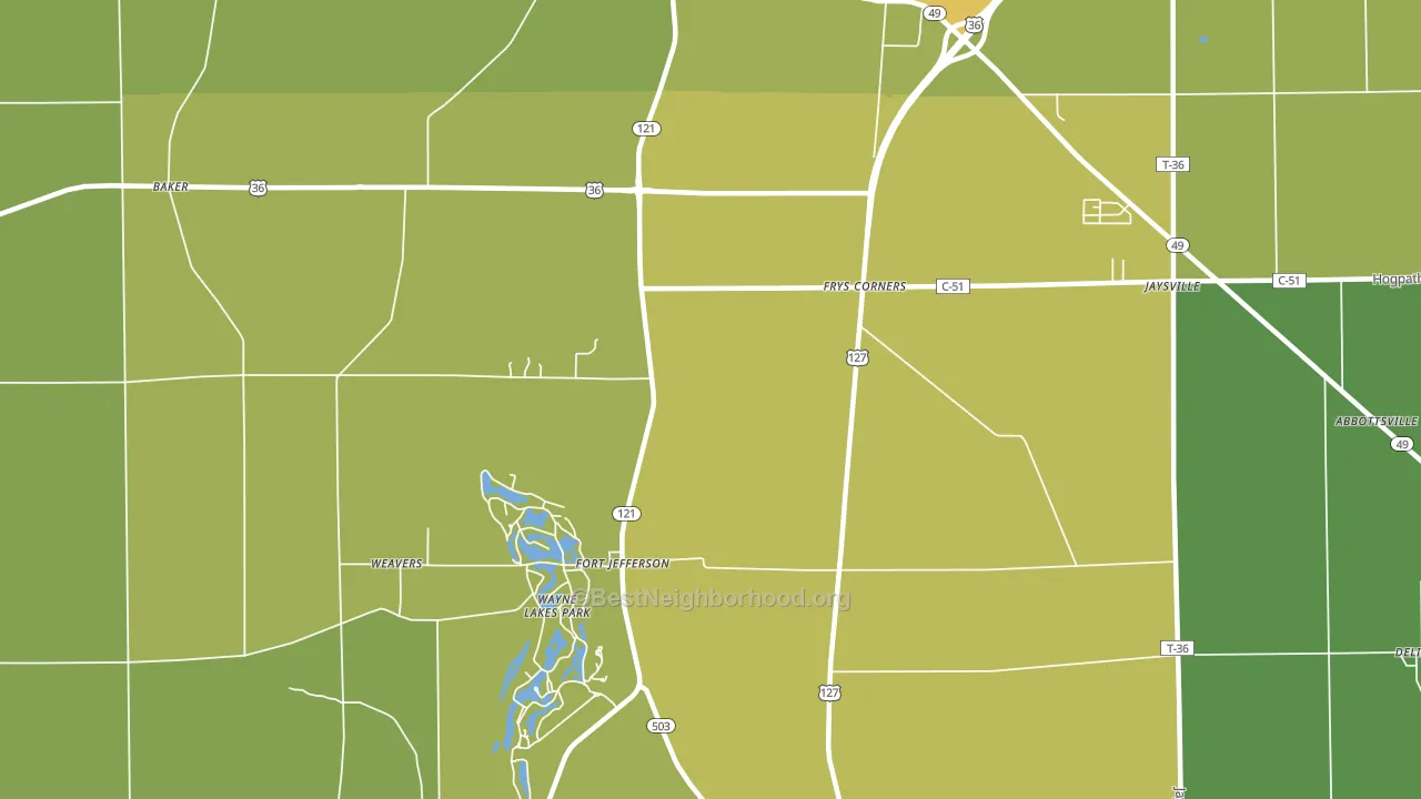 Fort Jefferson, OH block-group voter-turnout map