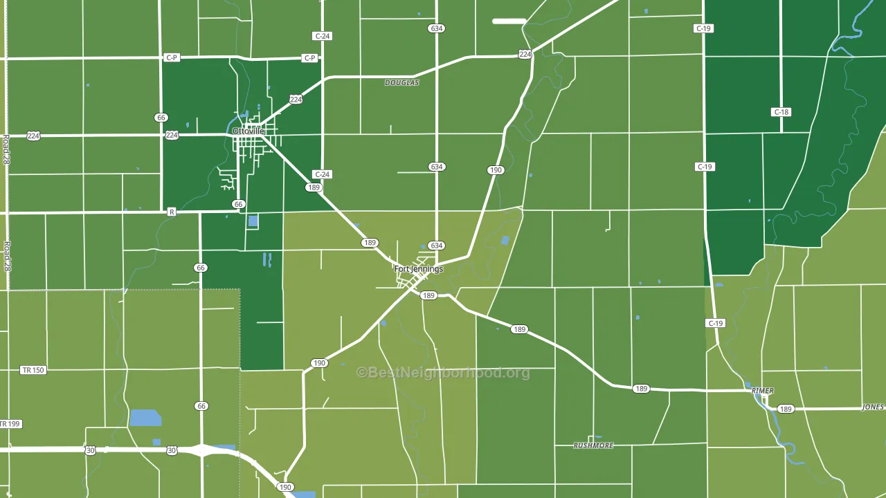 Fort Jennings, OH block-group voter-turnout map
