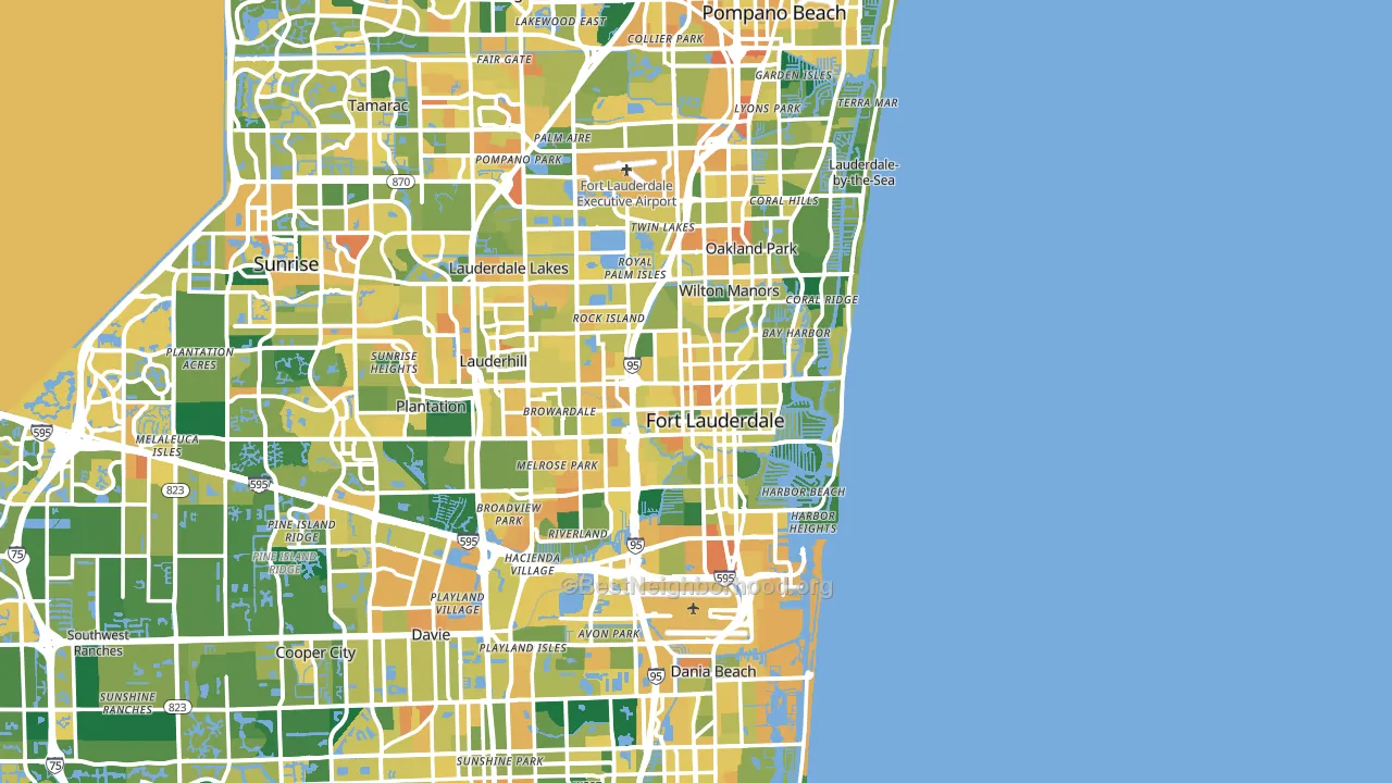 Fort Lauderdale, FL block-group voter-turnout map