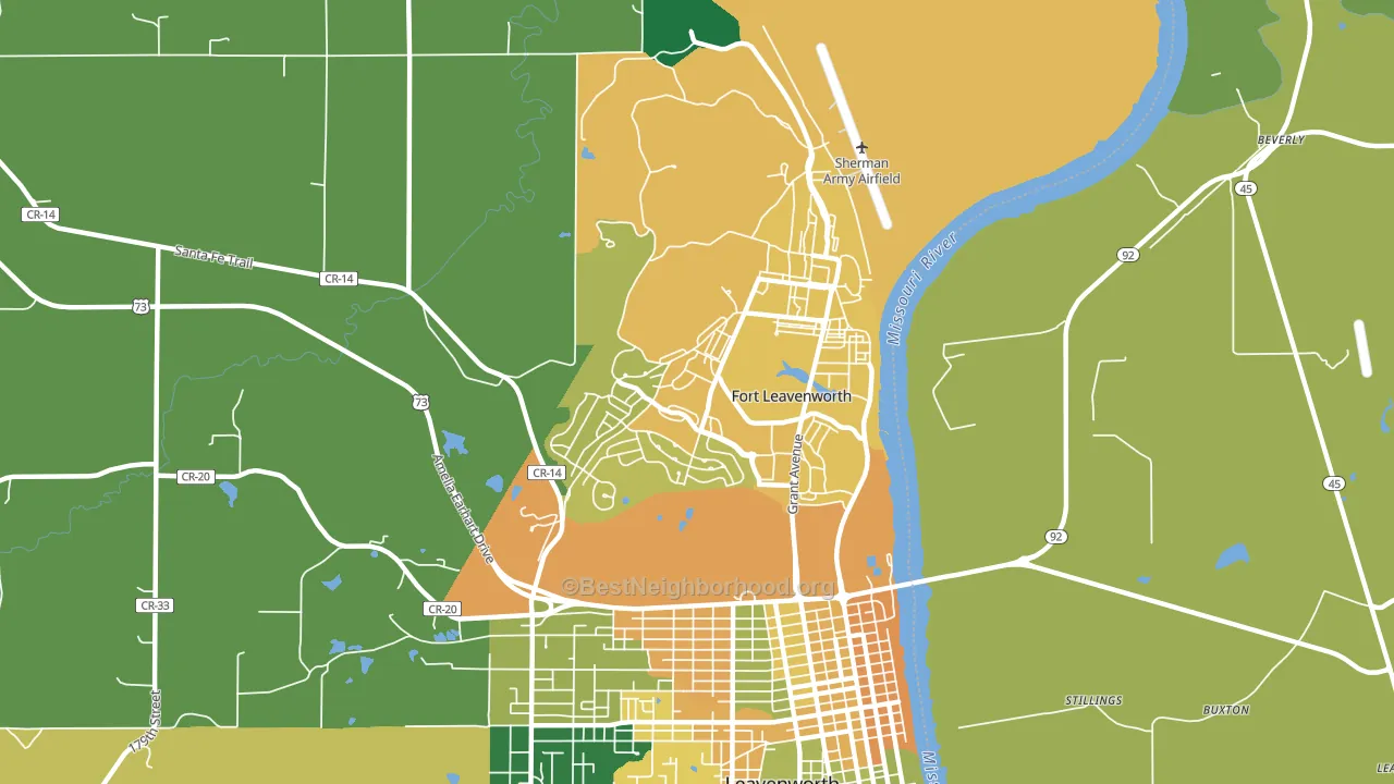 Fort Leavenworth, KS block-group voter-turnout map