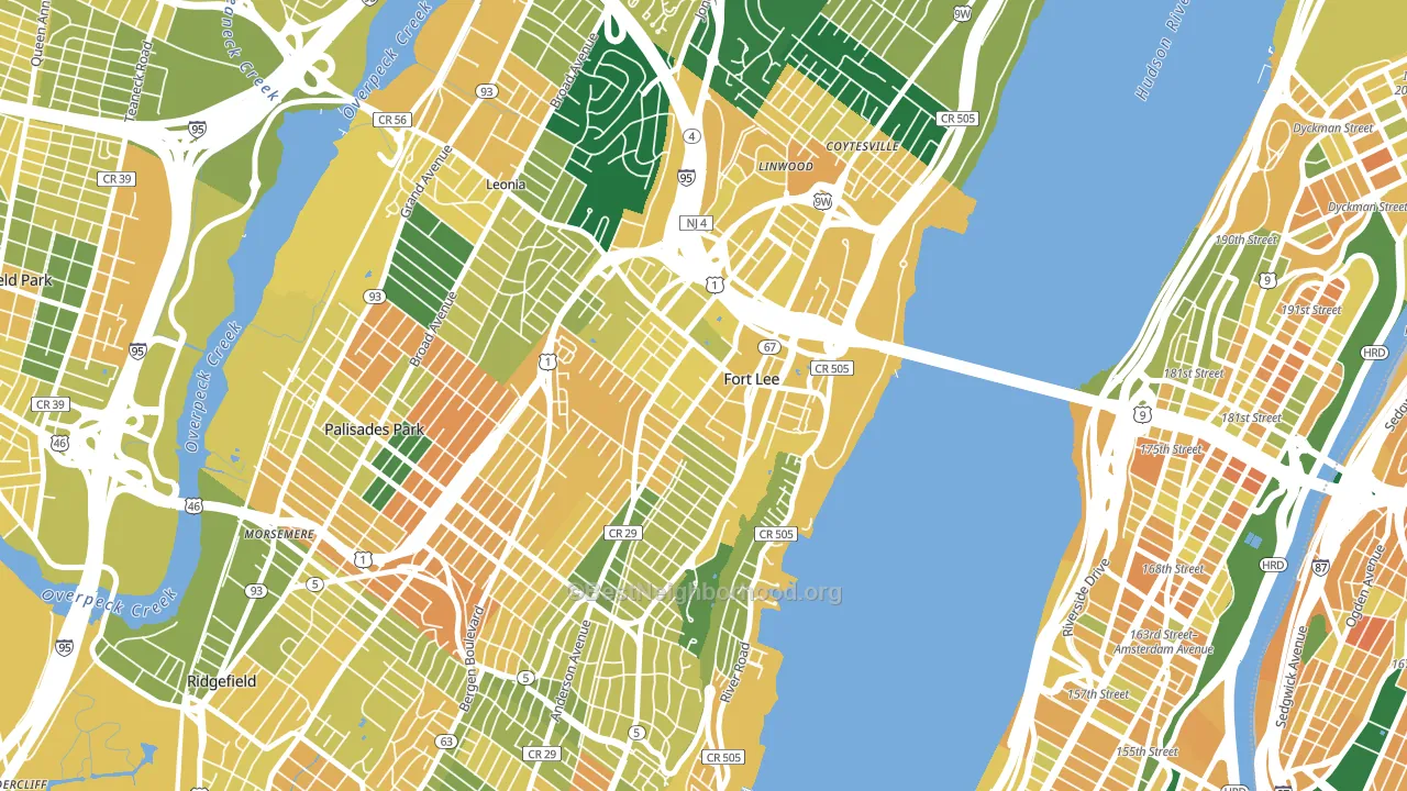 Fort Lee, NJ block-group voter-turnout map
