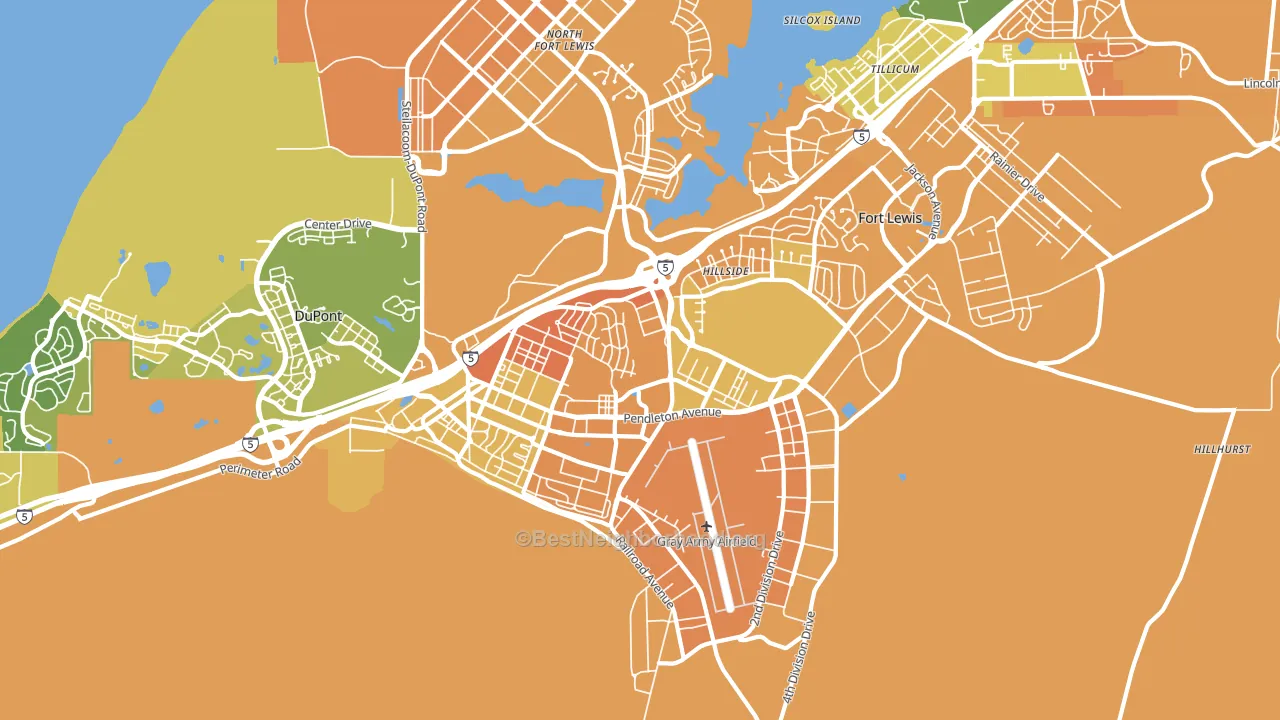 Fort Lewis, WA block-group voter-turnout map