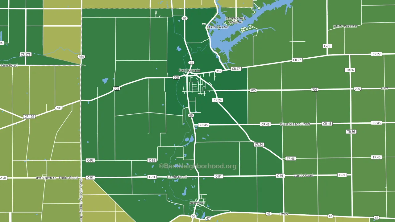 Fort Loramie, OH block-group voter-turnout map