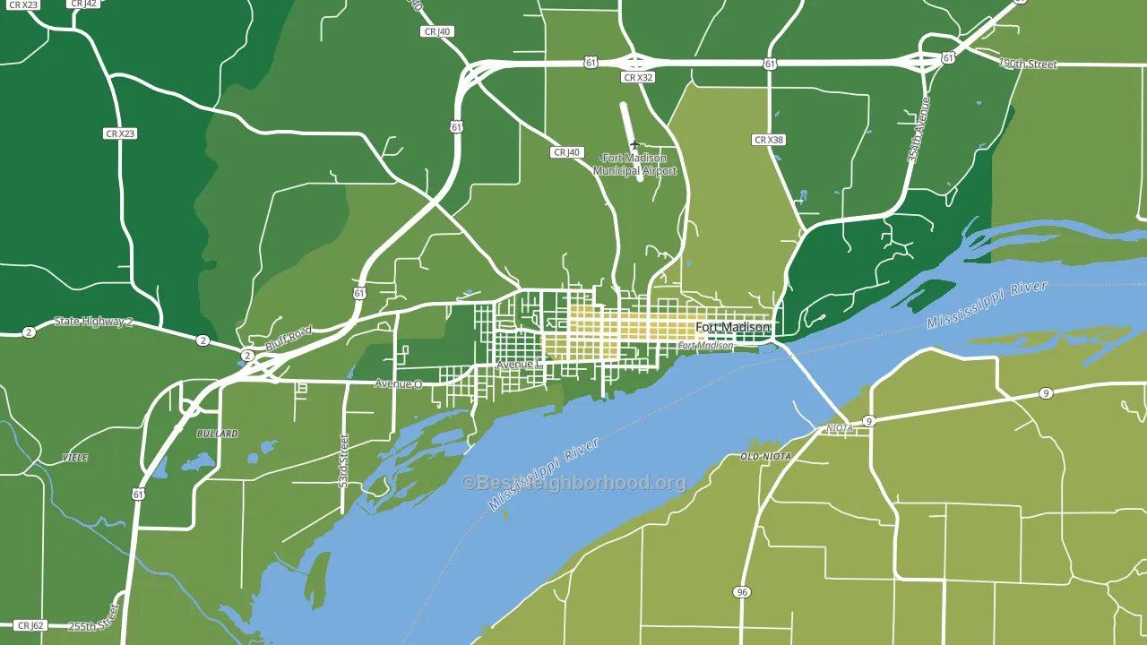 Fort Madison, IA block-group voter-turnout map