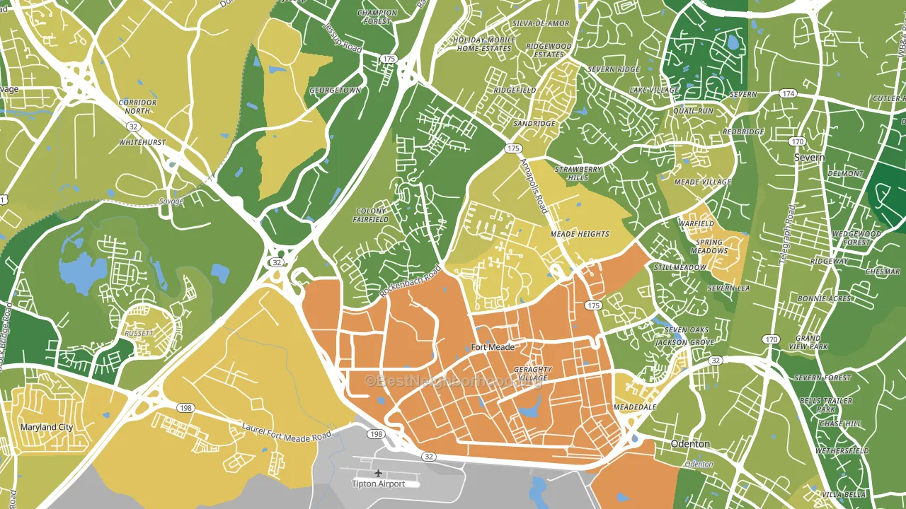 Fort Meade, MD block-group voter-turnout map