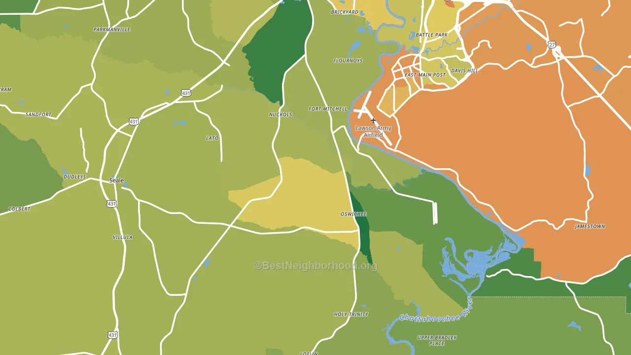 Fort Mitchell, AL block-group voter-turnout map