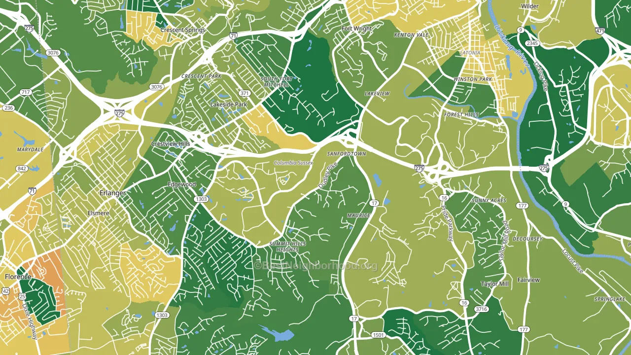 Fort Mitchell, KY block-group voter-turnout map
