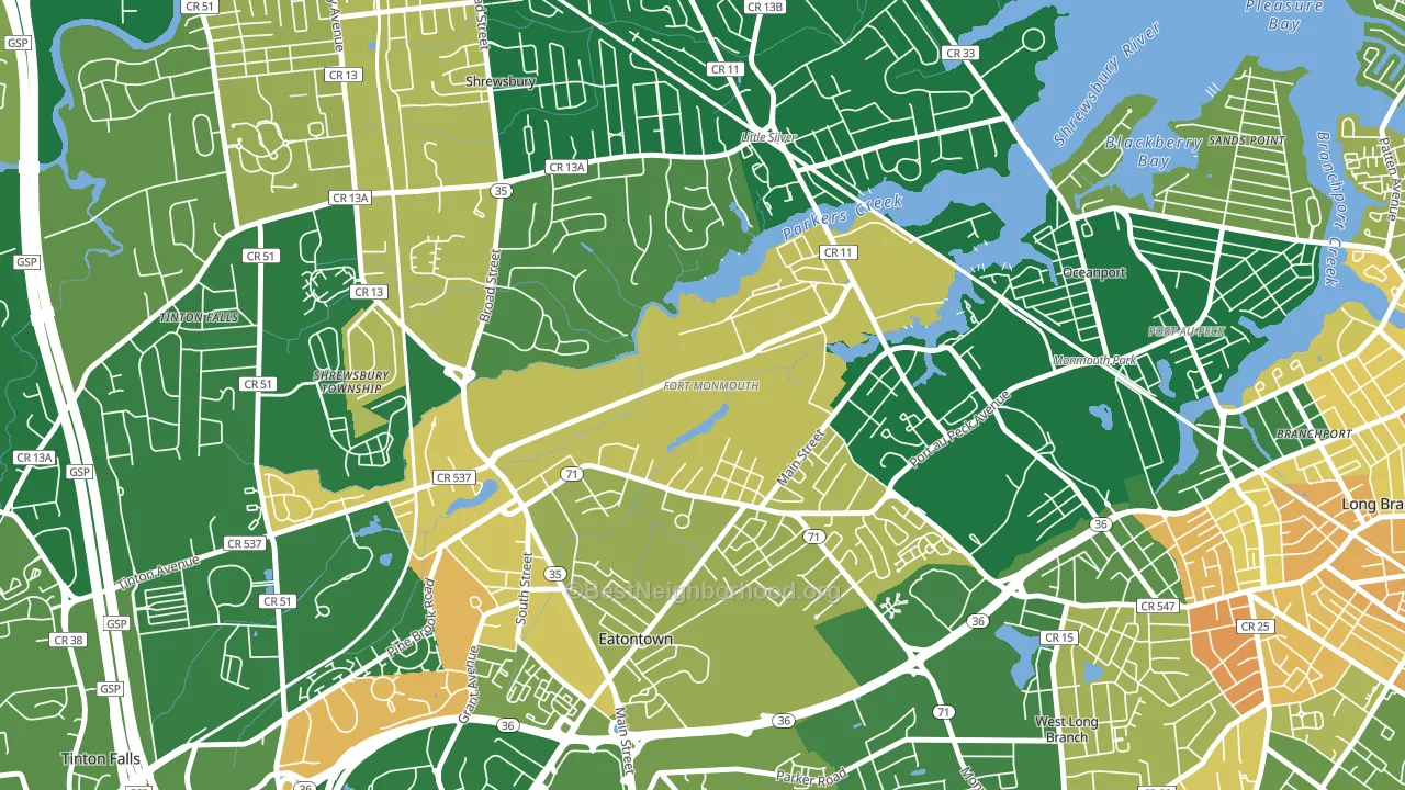 Fort Monmouth, NJ block-group voter-turnout map