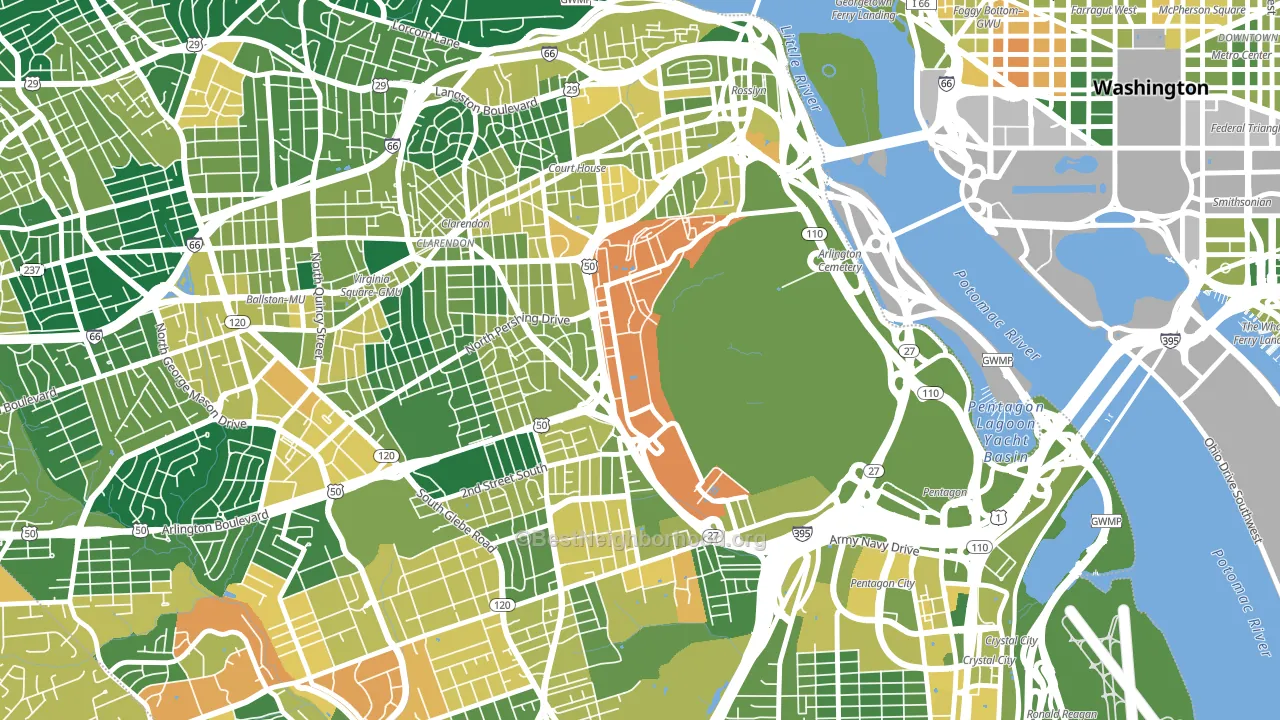 Fort Myer, VA block-group voter-turnout map