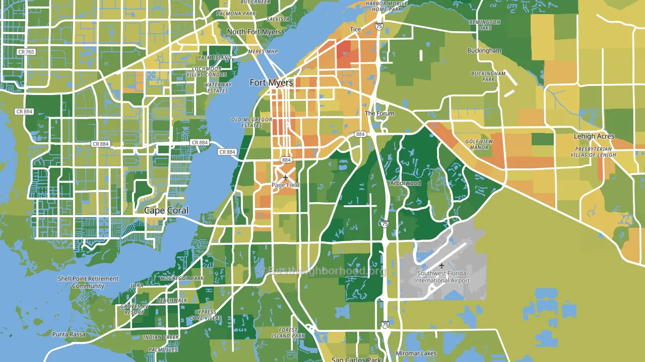 Fort Myers, FL block-group voter-turnout map
