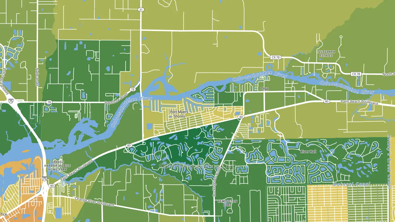 Fort Myers Shores, FL block-group voter-turnout map