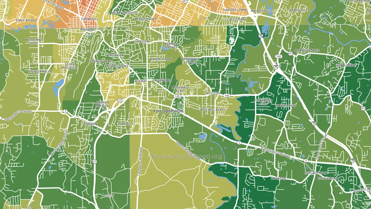 Fort Oglethorpe, GA block-group voter-turnout map