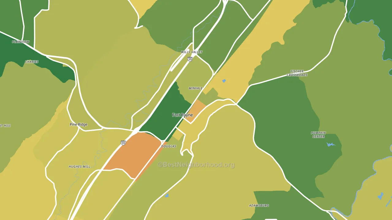 Fort Payne, AL block-group voter-turnout map