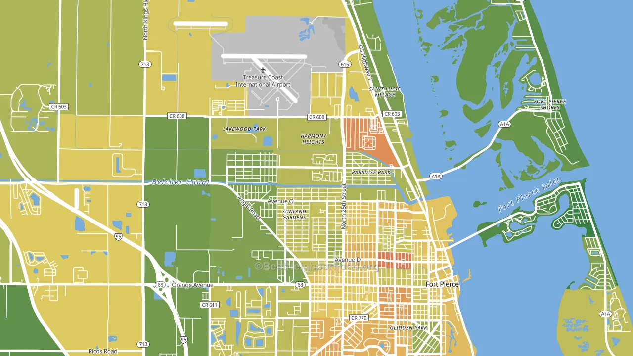 Fort Pierce North, FL block-group voter-turnout map
