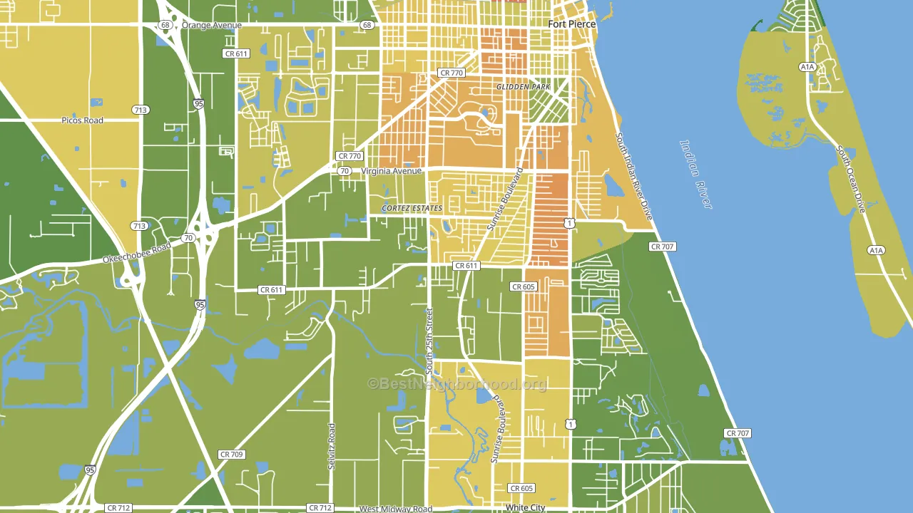 Fort Pierce South, FL block-group voter-turnout map