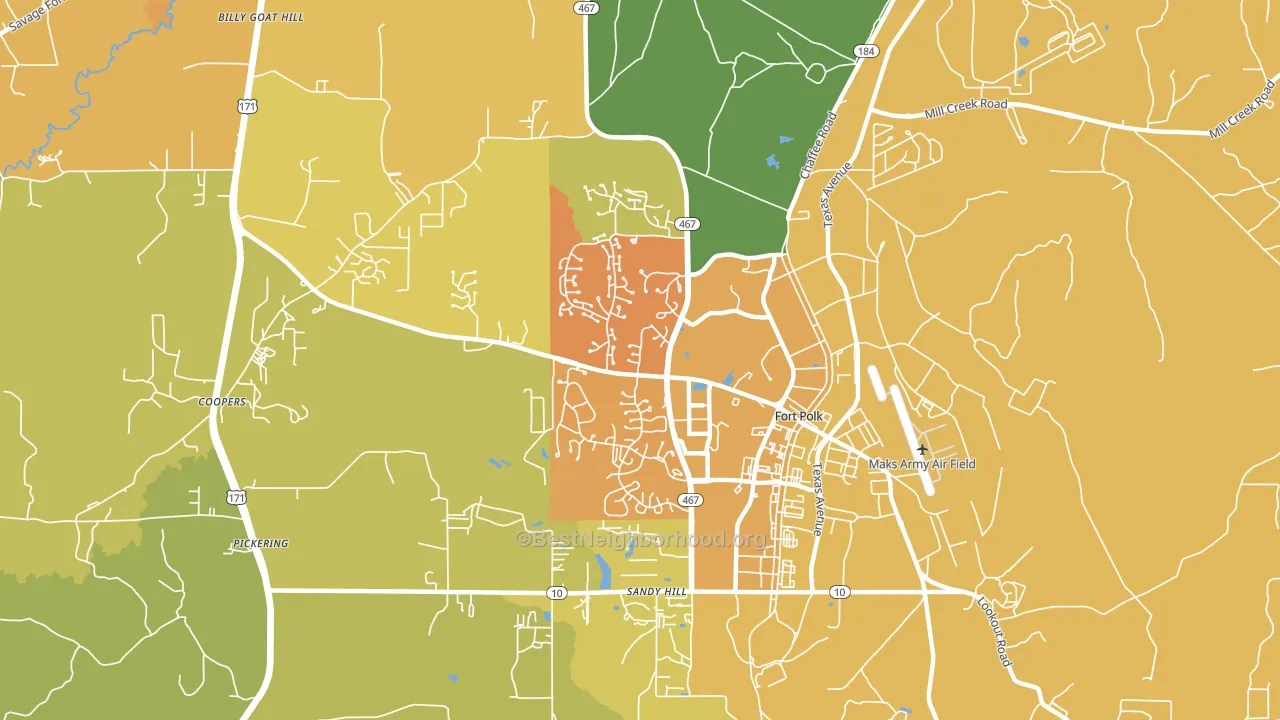 Fort Polk South, LA block-group voter-turnout map