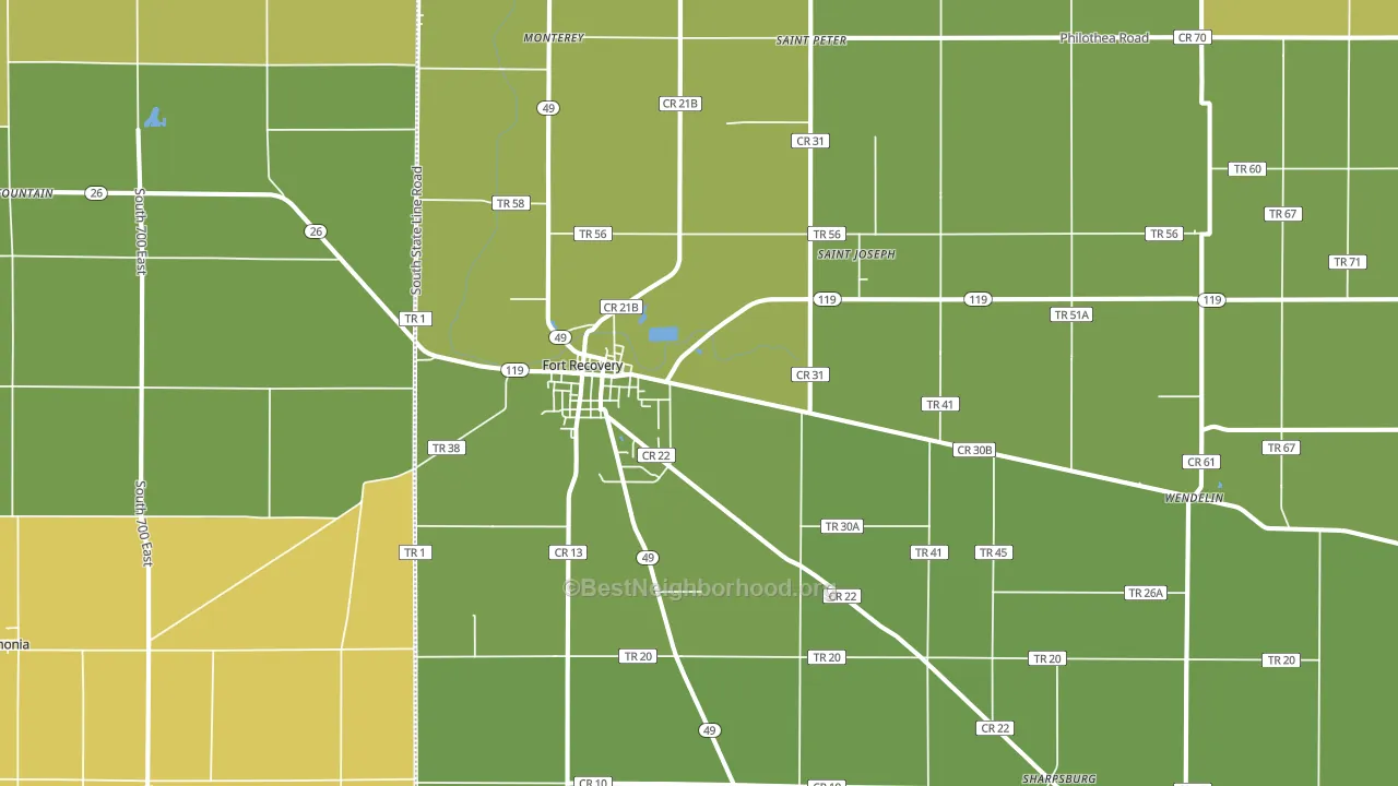 Fort Recovery, OH block-group voter-turnout map