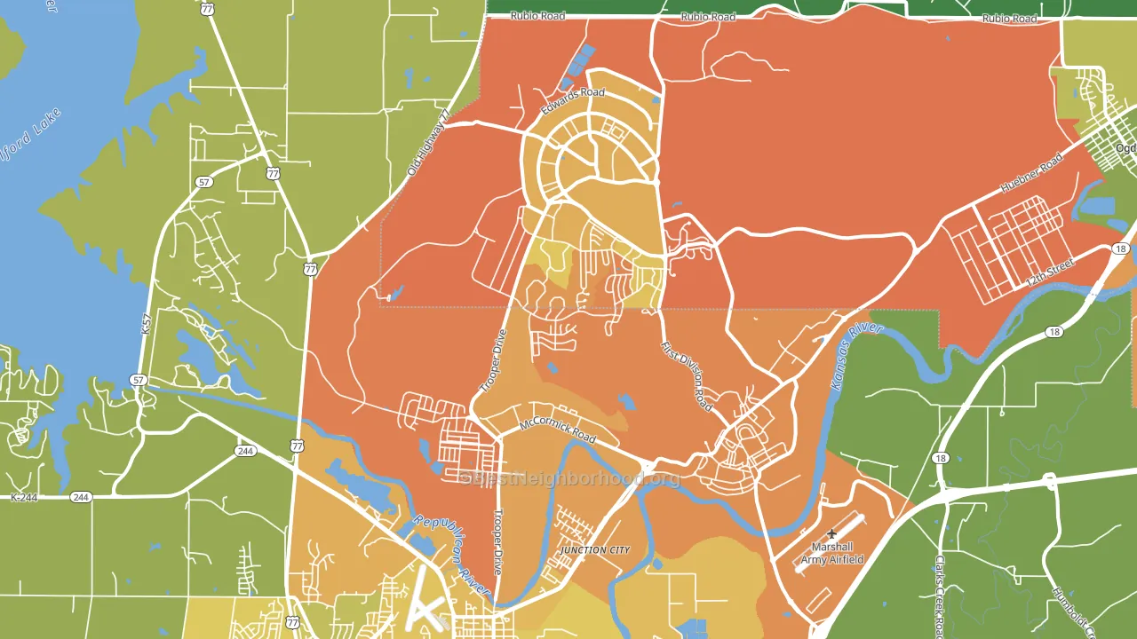 Fort Riley, KS block-group voter-turnout map