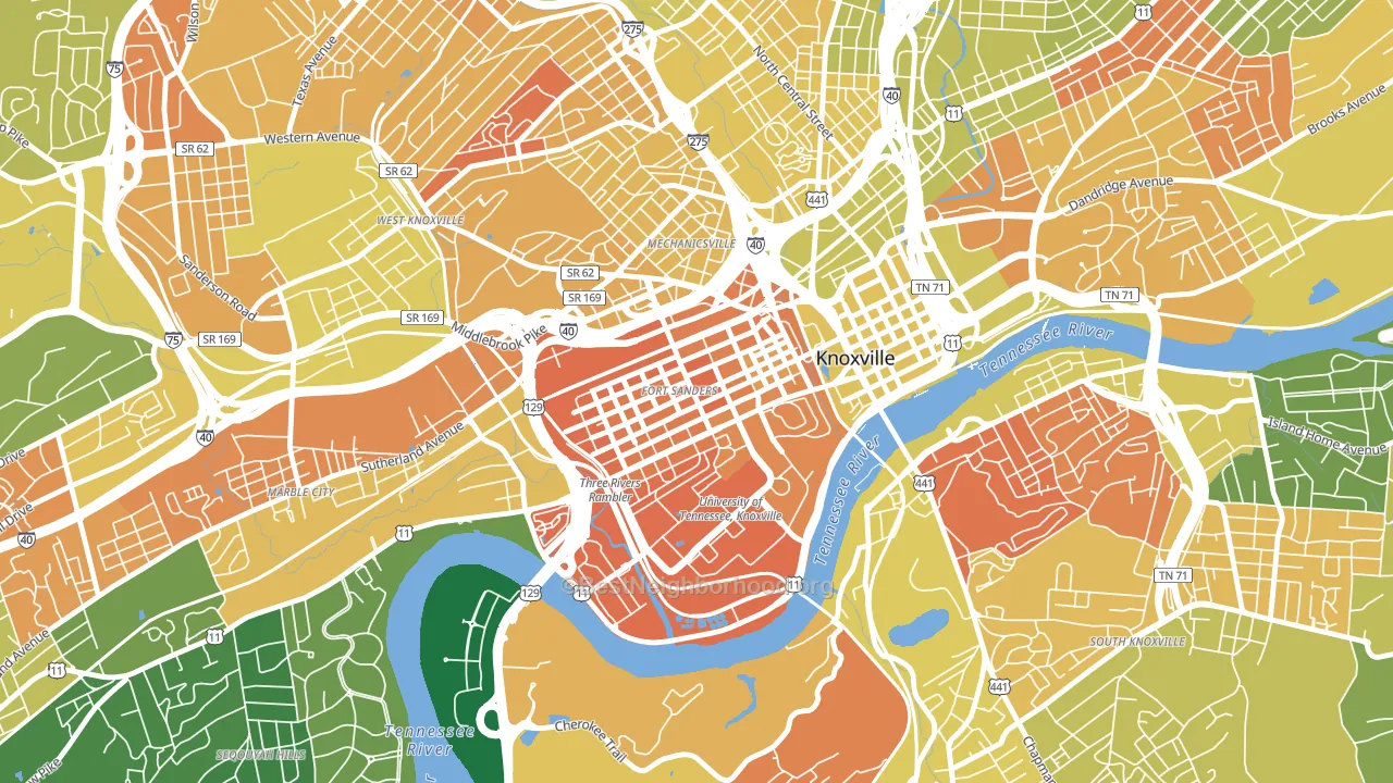 Fort Sanders, Knoxville, TN block-group voter-turnout map