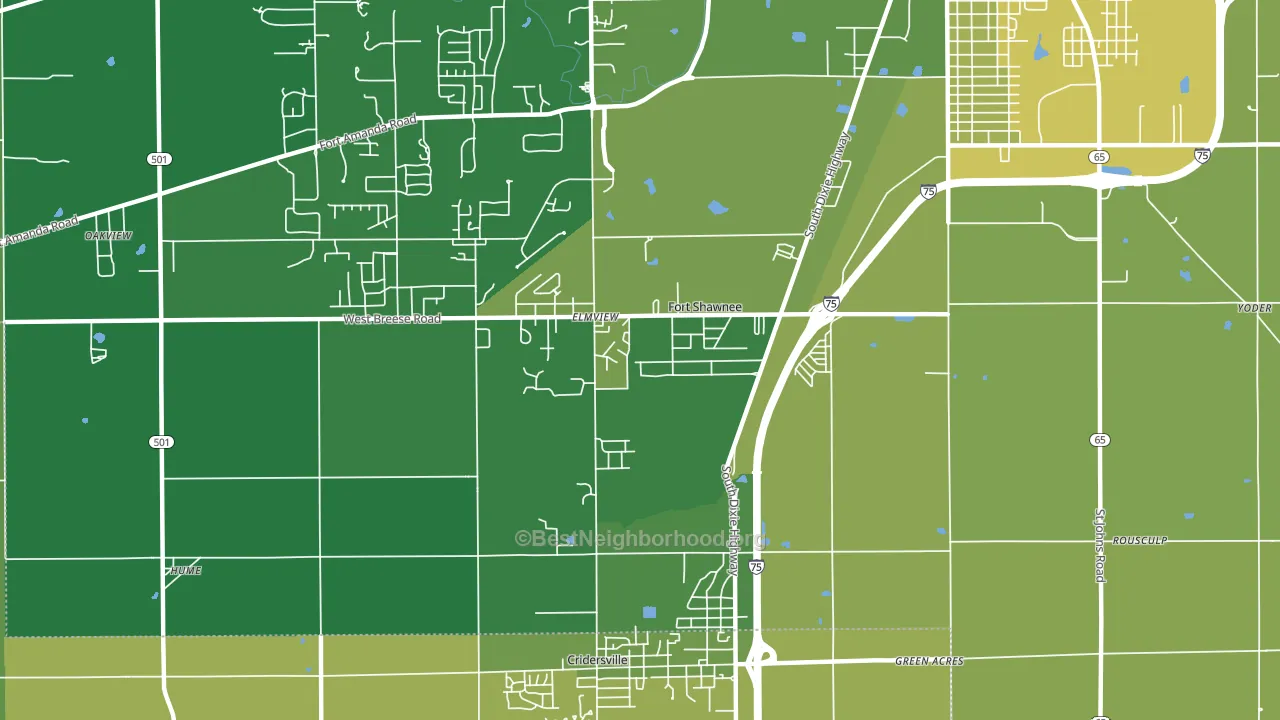 Fort Shawnee, OH block-group voter-turnout map