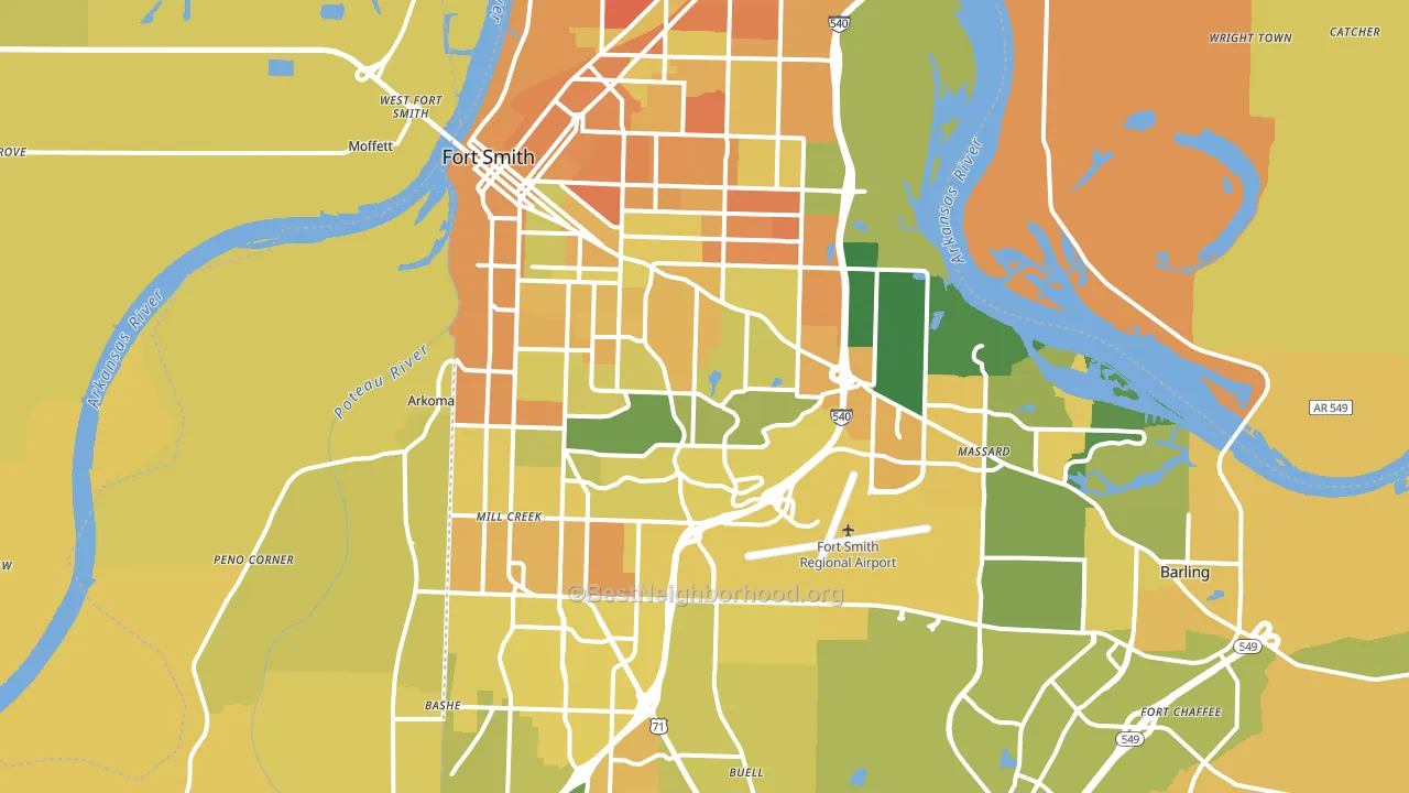 Fort Smith, AR block-group voter-turnout map
