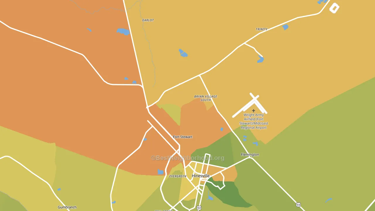 Fort Stewart, GA block-group voter-turnout map