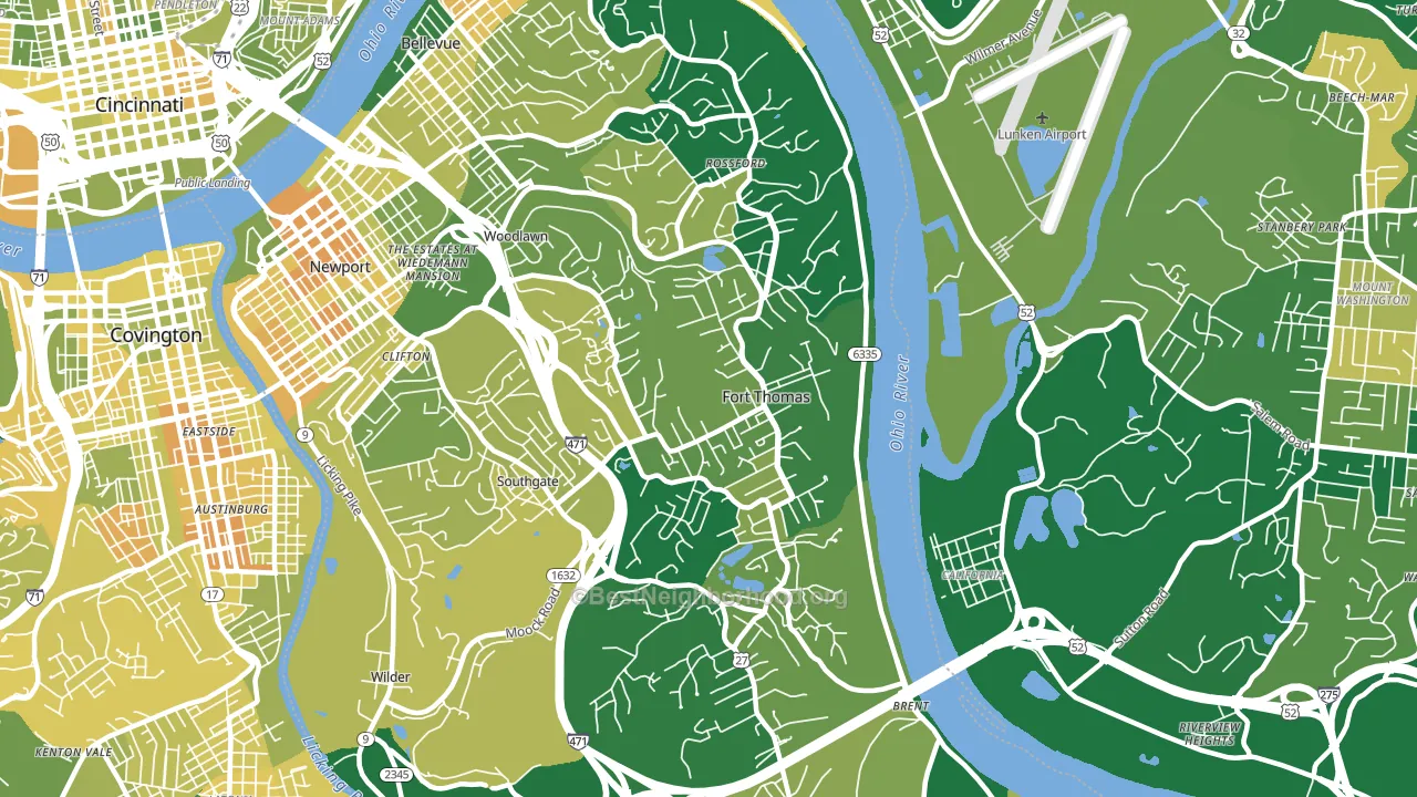 Fort Thomas, KY block-group voter-turnout map
