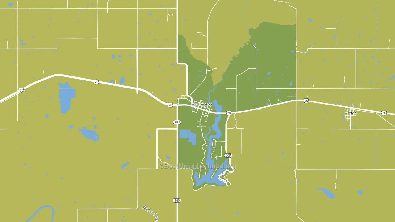 Fort Towson, OK block-group voter-turnout map