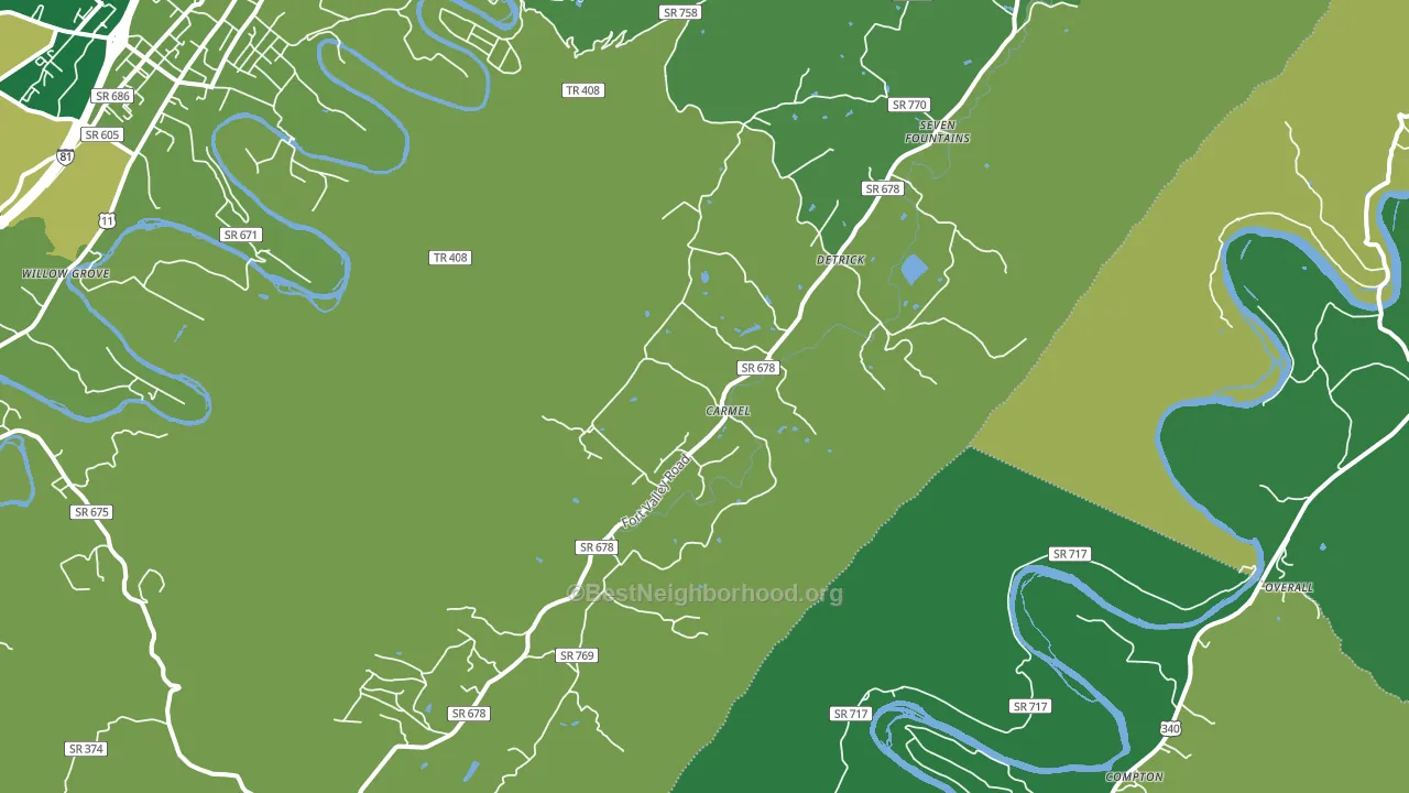Fort Valley, VA block-group voter-turnout map