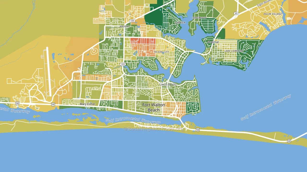 Fort Walton Beach, FL block-group voter-turnout map