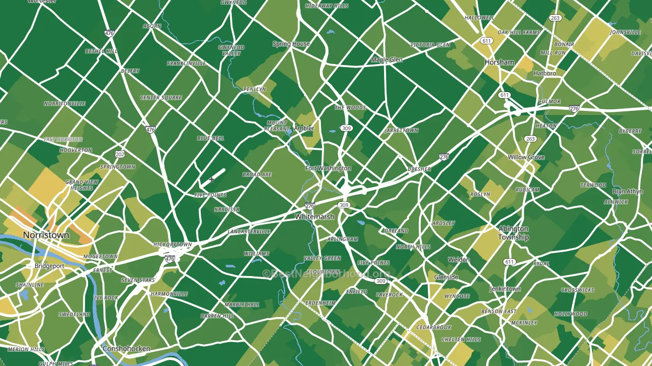 Fort Washington, PA block-group voter-turnout map