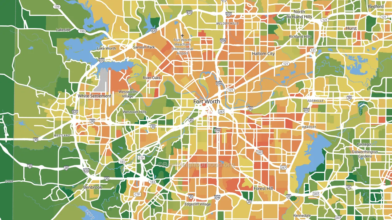 Fort Worth, TX block-group voter-turnout map