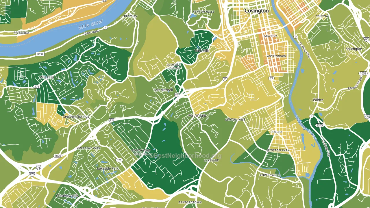 Fort Wright, KY block-group voter-turnout map