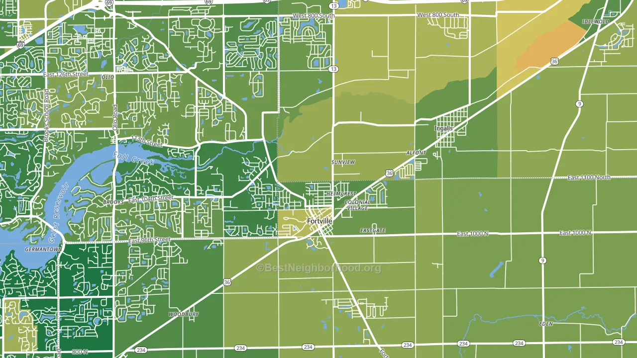 Fortville, IN block-group voter-turnout map