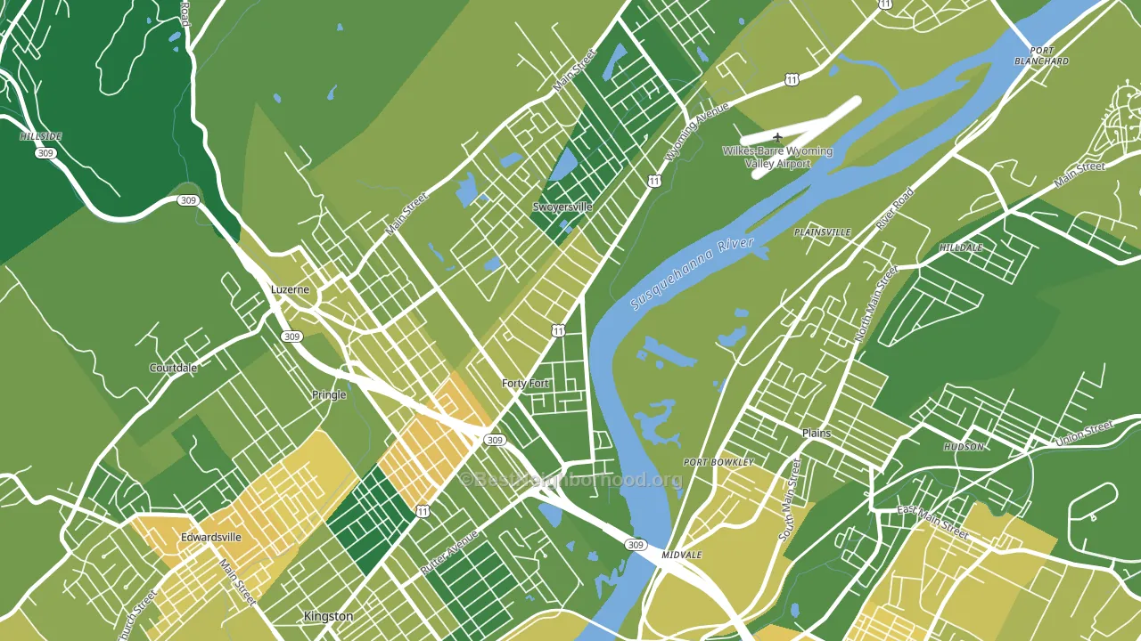 Forty Fort, PA block-group voter-turnout map