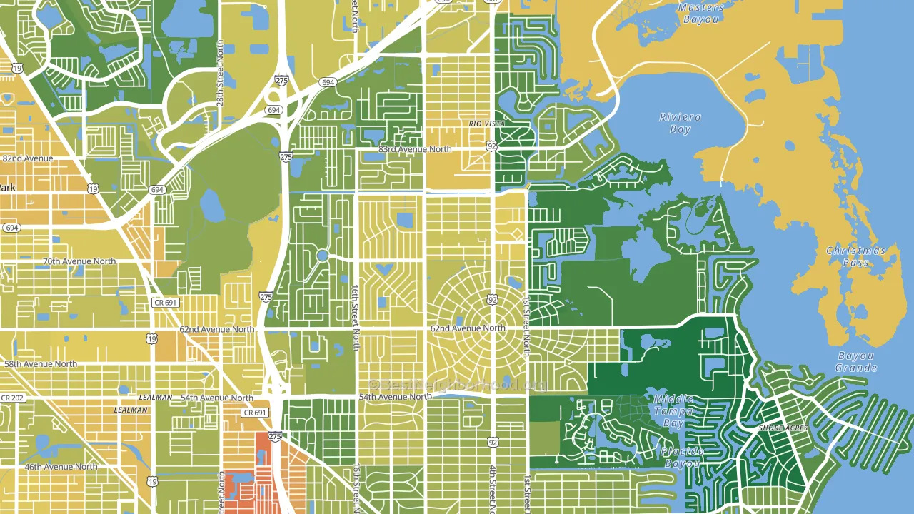 Fossil Park, St. Petersburg, FL block-group voter-turnout map