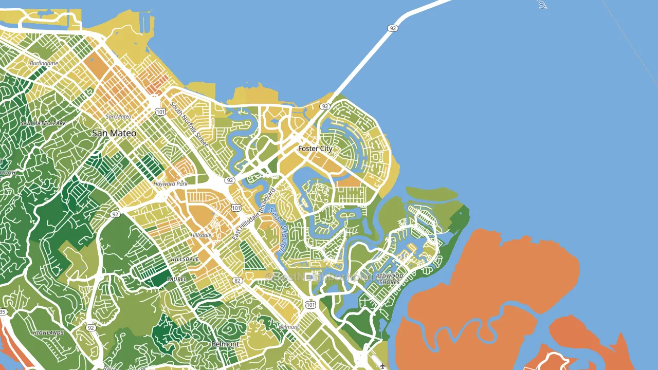 Foster City, CA block-group voter-turnout map