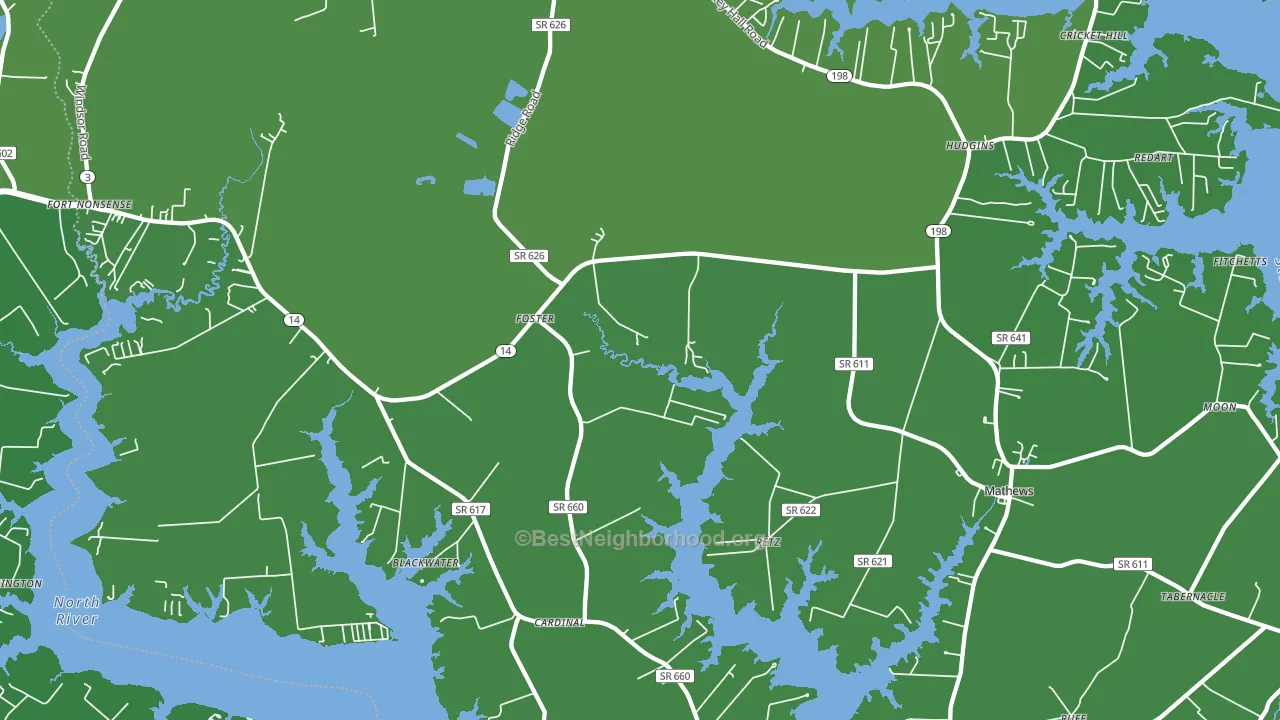 Foster, VA block-group voter-turnout map