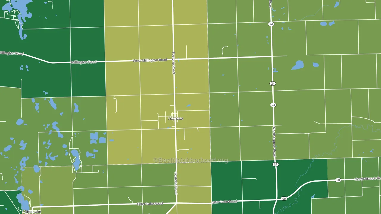 Fostoria, MI block-group voter-turnout map